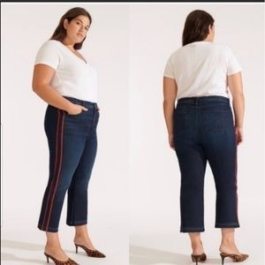 NWT Veronica Beard Stripe High Waist Crop Jeans